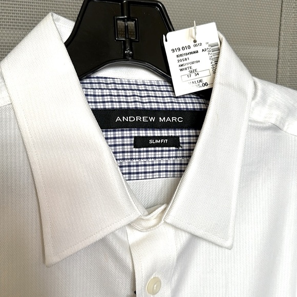 NWT $95 Andrew Marc XL Slim Fit 17 34/35 White - Picture 2 of 12